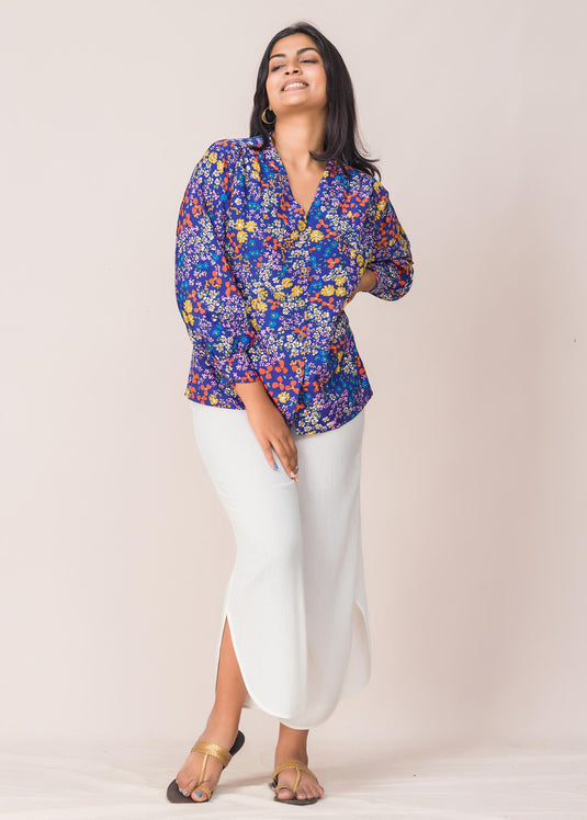 Gathered sleeve cuff detail blouse