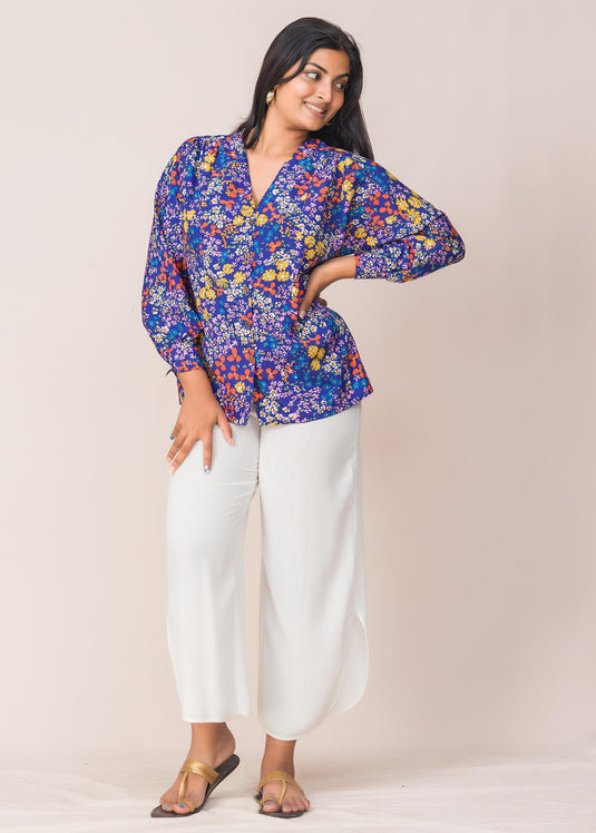 Gathered sleeve cuff detail blouse