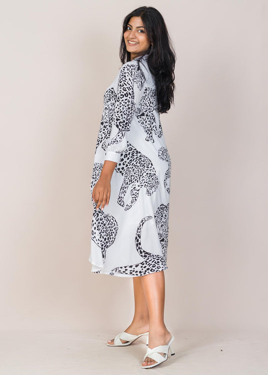 Uneven Hem Detailed Long Sleeves Flared  Dress