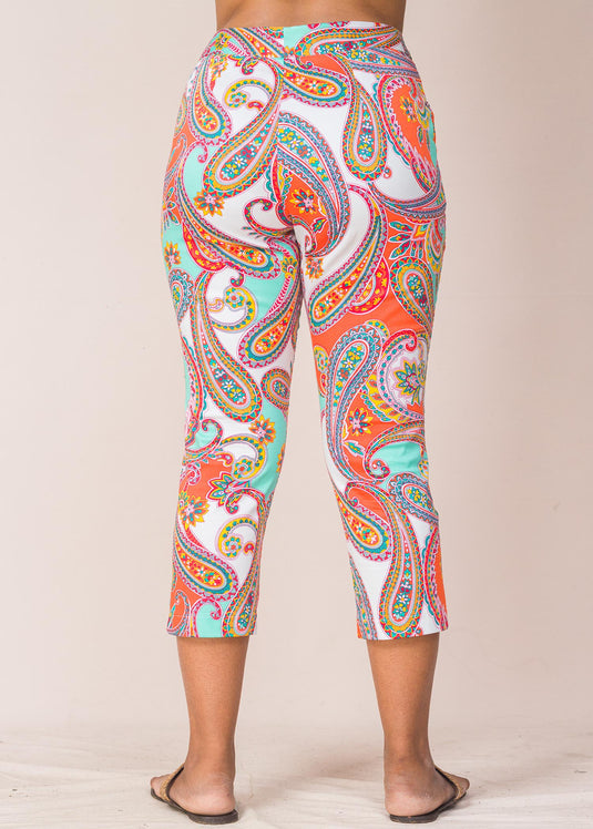Multi color printed cropped pant