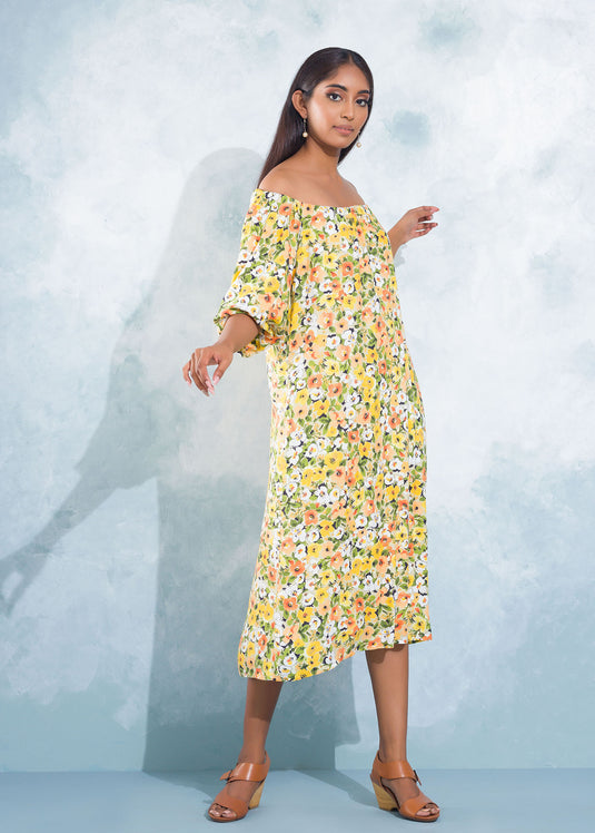 Off Shoulder Flared Dress