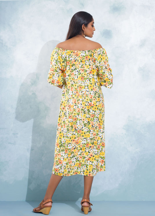 Off Shoulder Flared Dress