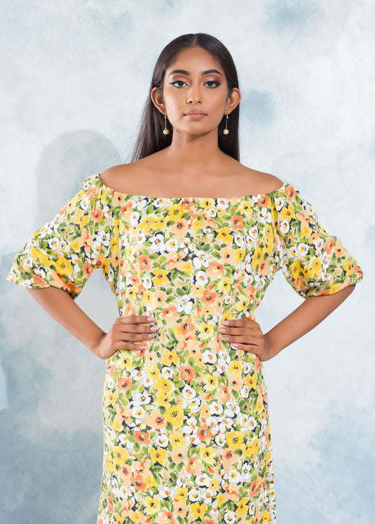 Off Shoulder Flared Dress