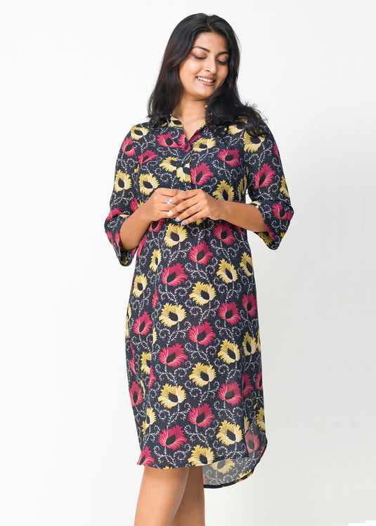 Curved Hem detailed shirt dress