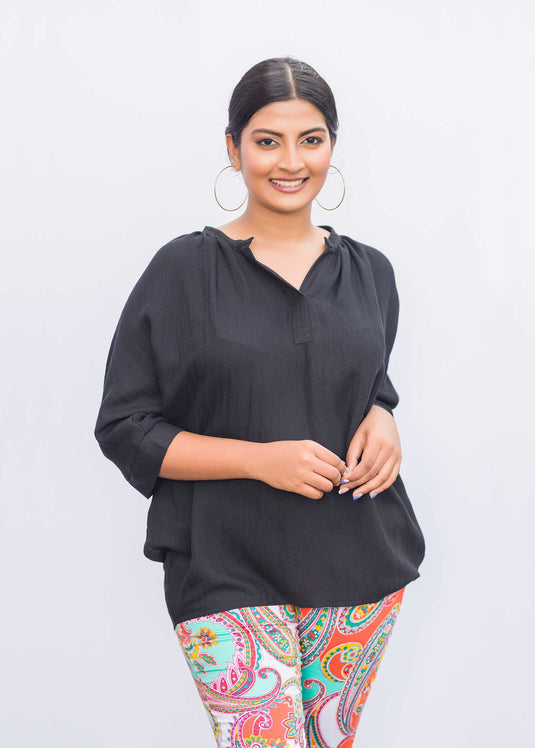 Shoulder gathered blouse