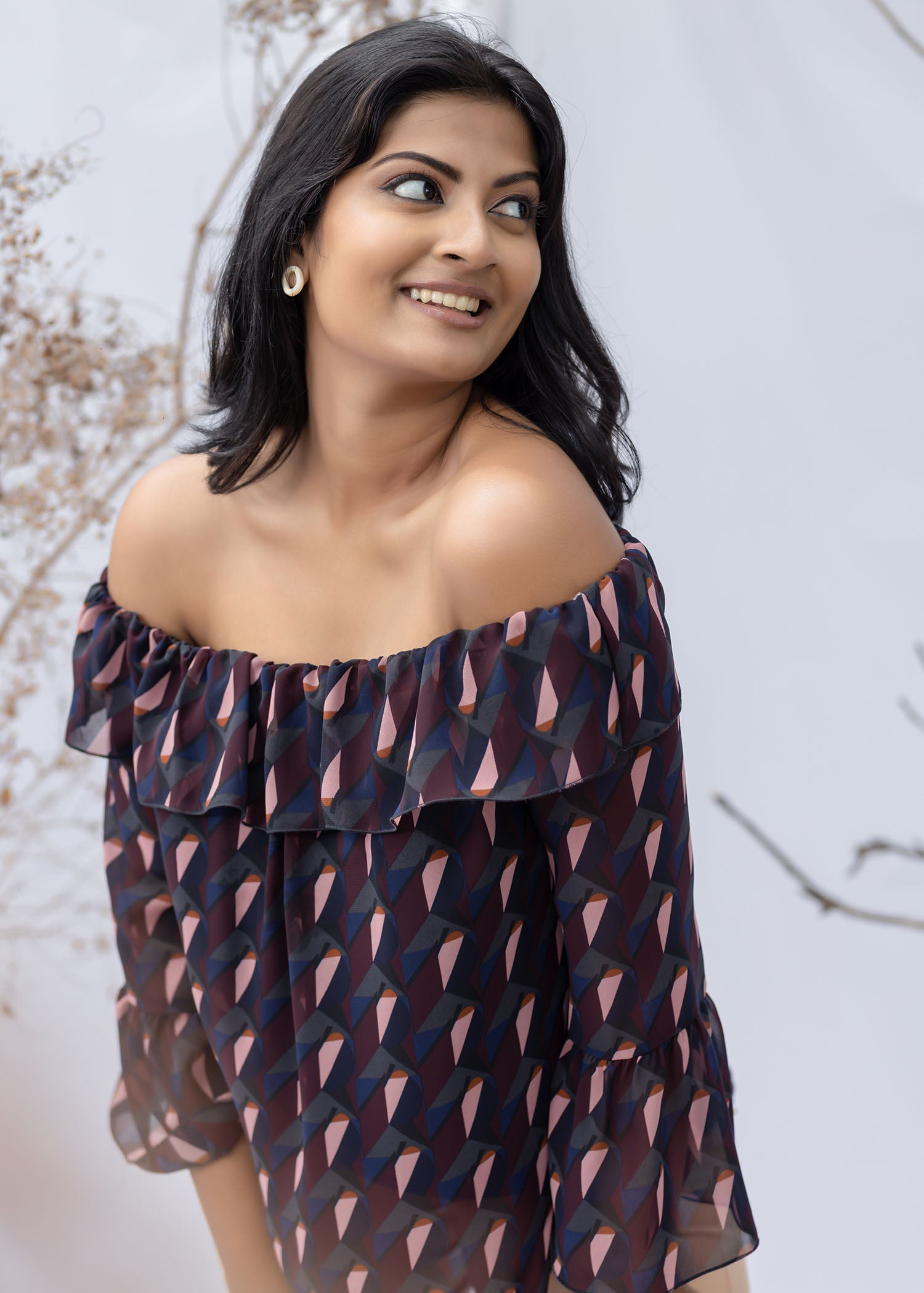 Frill shoulder online blouse