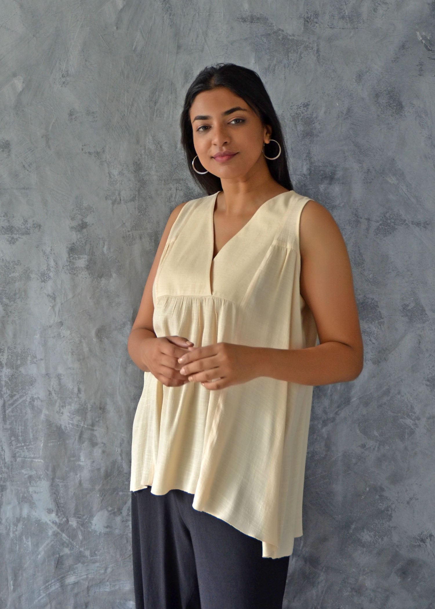 Sleeveless Yoke Top