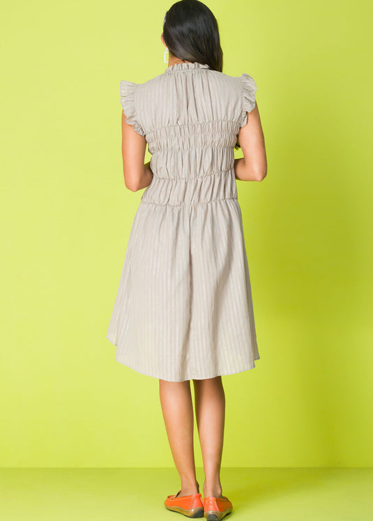 Gathered High Neck Dress