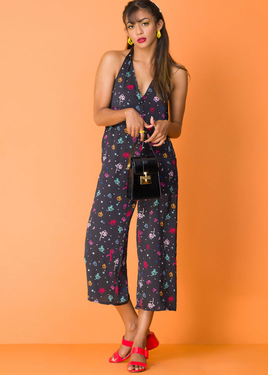 Halter Tie-Up Crop Jumpsuit