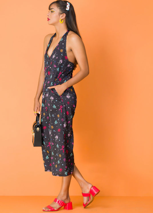 Halter Tie-Up Crop Jumpsuit