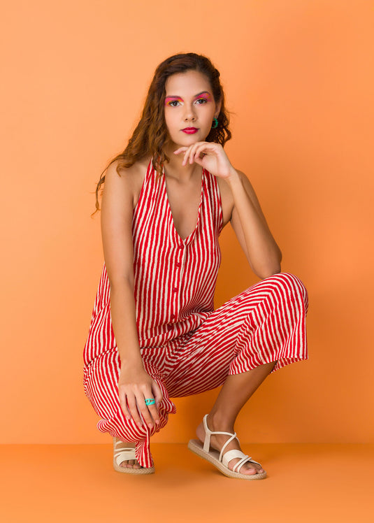 Halter Tie-up Crop Jumpsuit