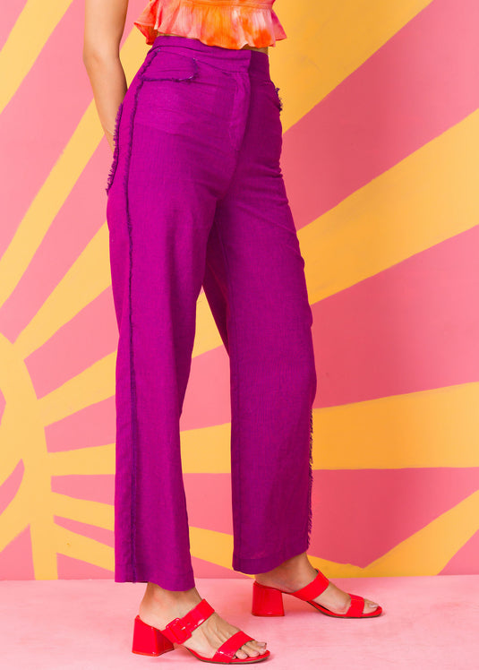 Frayed seam pant