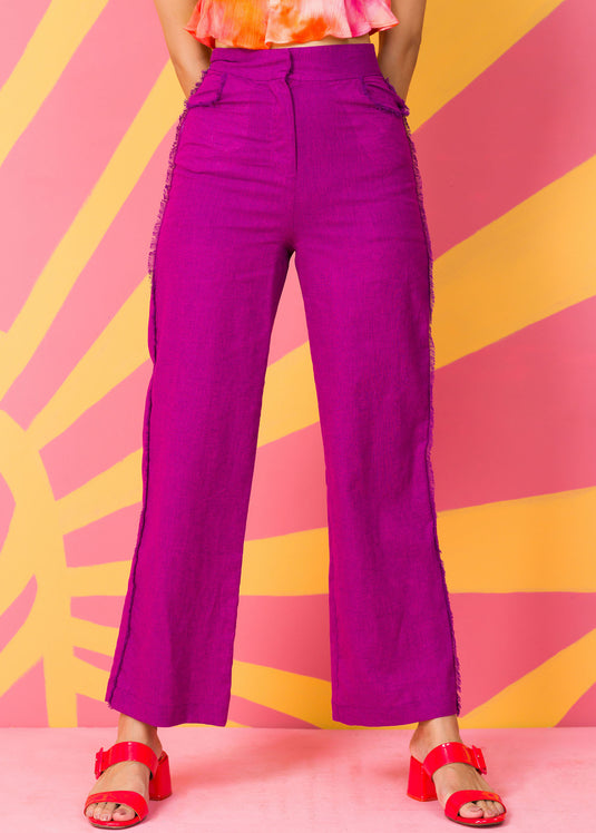 Frayed seam pant