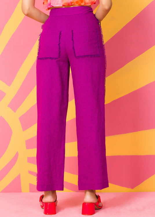 Frayed seam pant