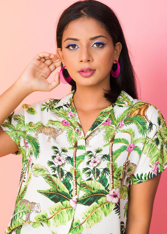 Rolled Up Sleeves Safari Shirt