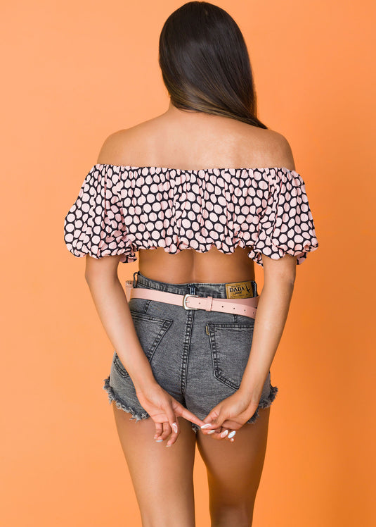 Gathered Off Shoulder Crop Top