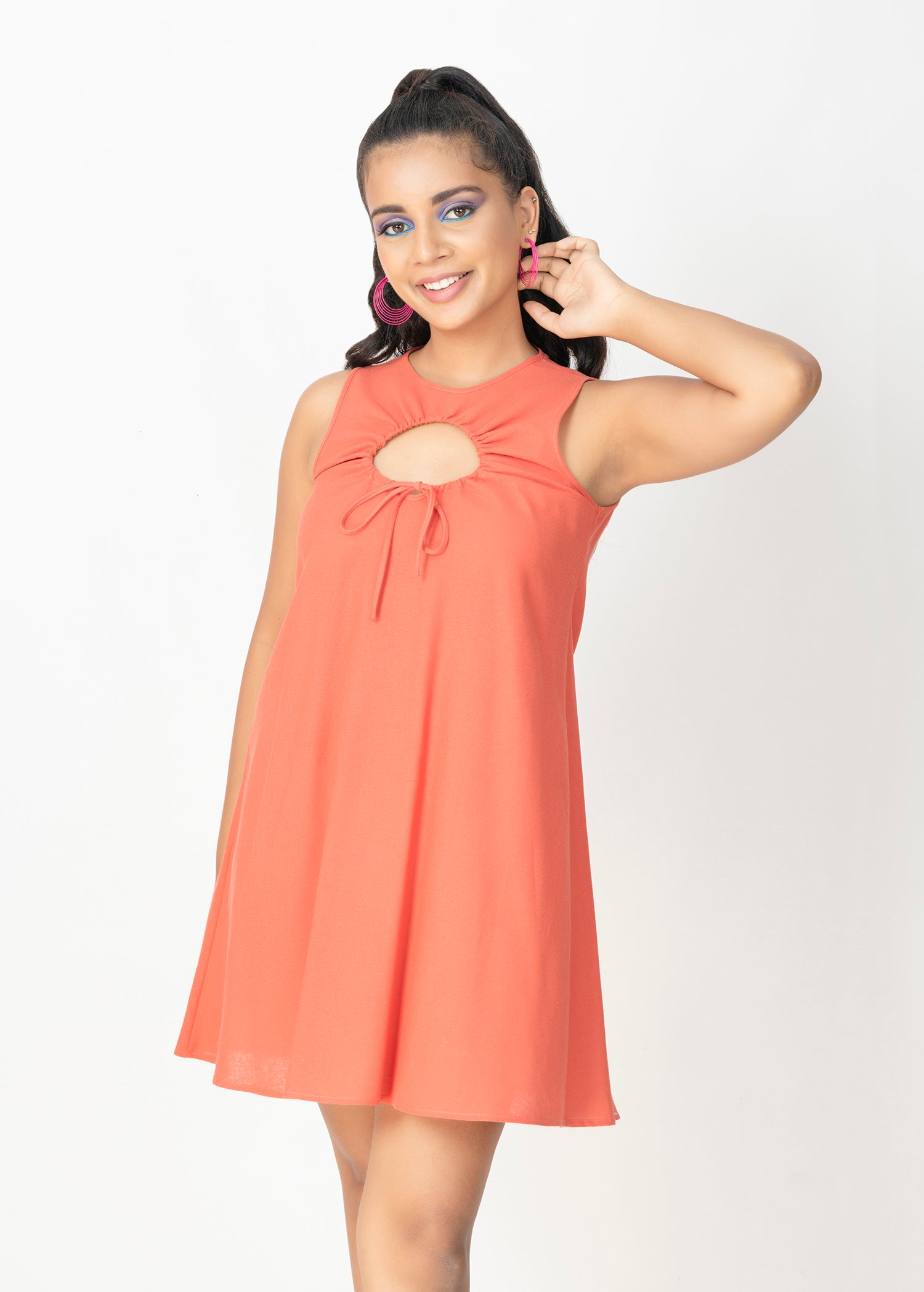 Front rooched mini dress