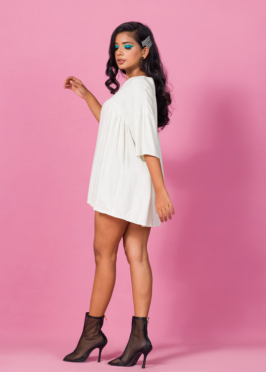 V-neck Flared Mini Dress