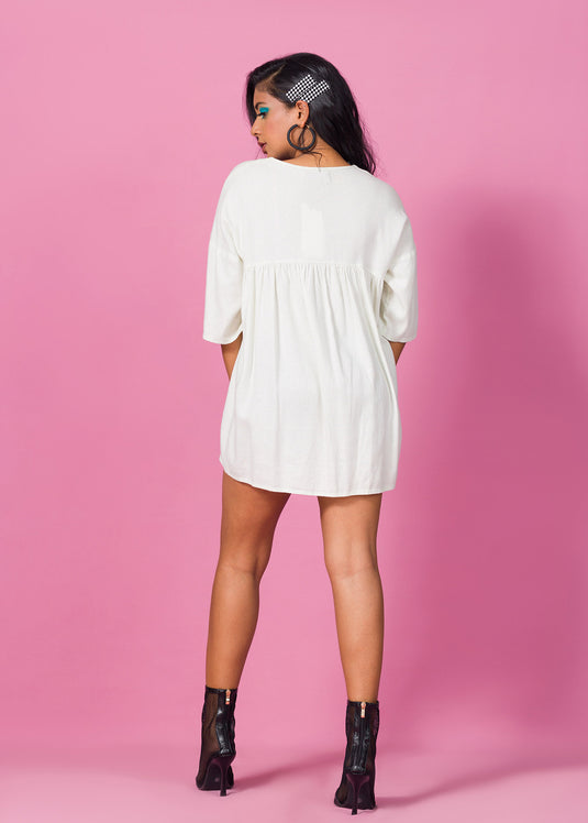 V-neck Flared Mini Dress