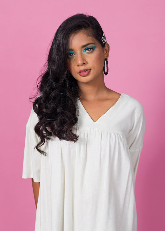 V-neck Flared Mini Dress