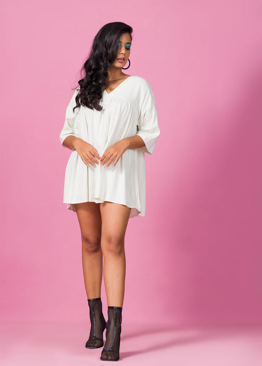 V-neck Flared Mini Dress