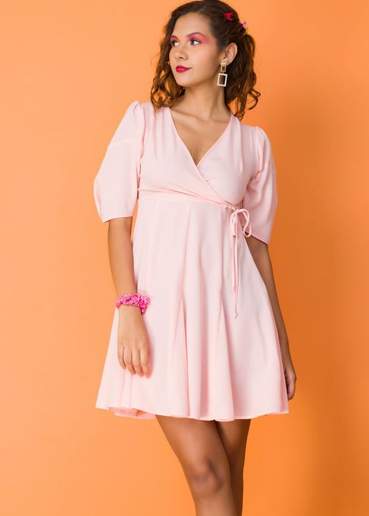 Solid Wrap Dress