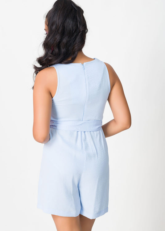 Waist tie-up V- Neck romper