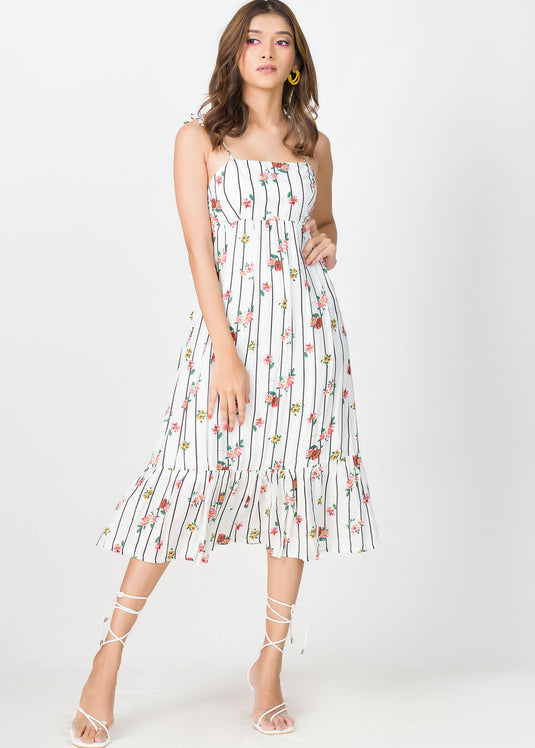 Flared hem midi dress