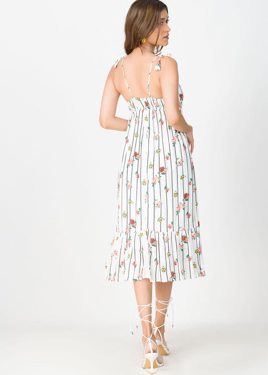 Flared hem midi dress