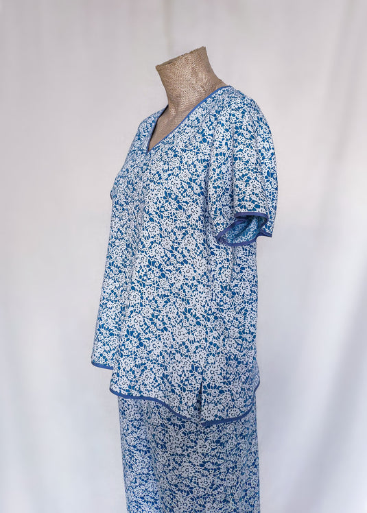 V-Neck Flared Sleeve Pajama Top & Pant